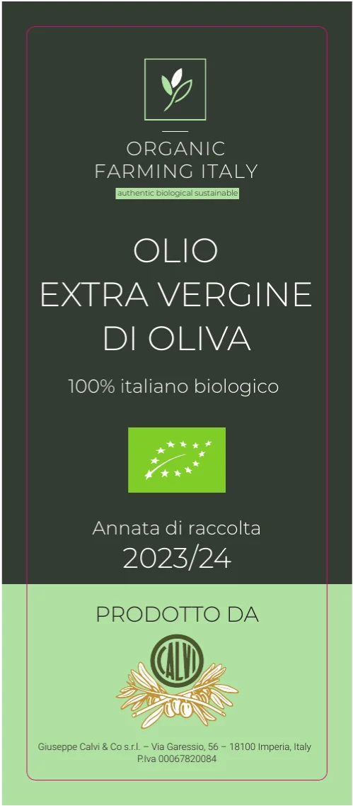 Etikett 2023 Olivo extra vergine die oliva front